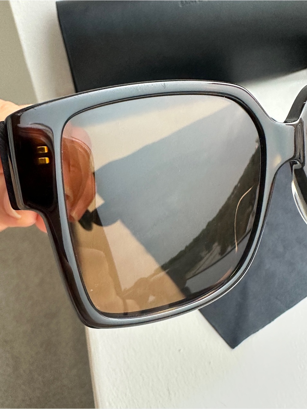 Saint Laurent Black and Gold Oversized Cat-Eye Sunglasses - Picture 14 of 16